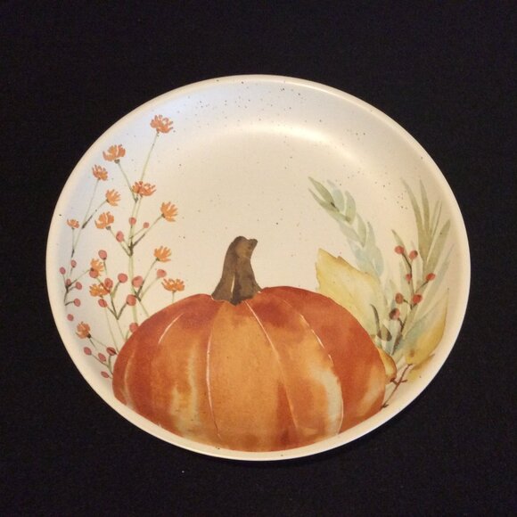 Linden Street Harvest Pumpkin 4 Salad Plates Used in Original Box Thanksgiving - Picture 6 of 15